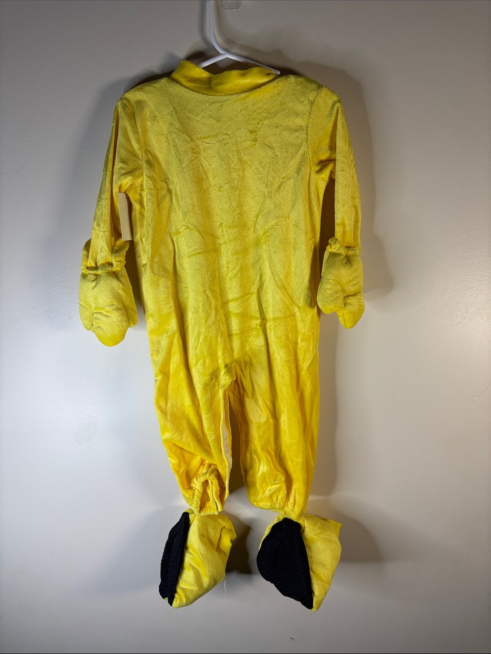 Yellow Plush Kids One-Piece Footie with Attached Mitts & Feet Missing Headpiece